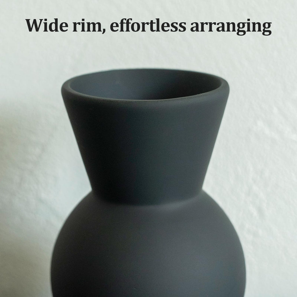 Ceramic Flower Vase Set of 3, Fake Flowers in Vase for Centerpieces with 8 Artificial Autumn Chrysanthemums Artificial Decorative Swags