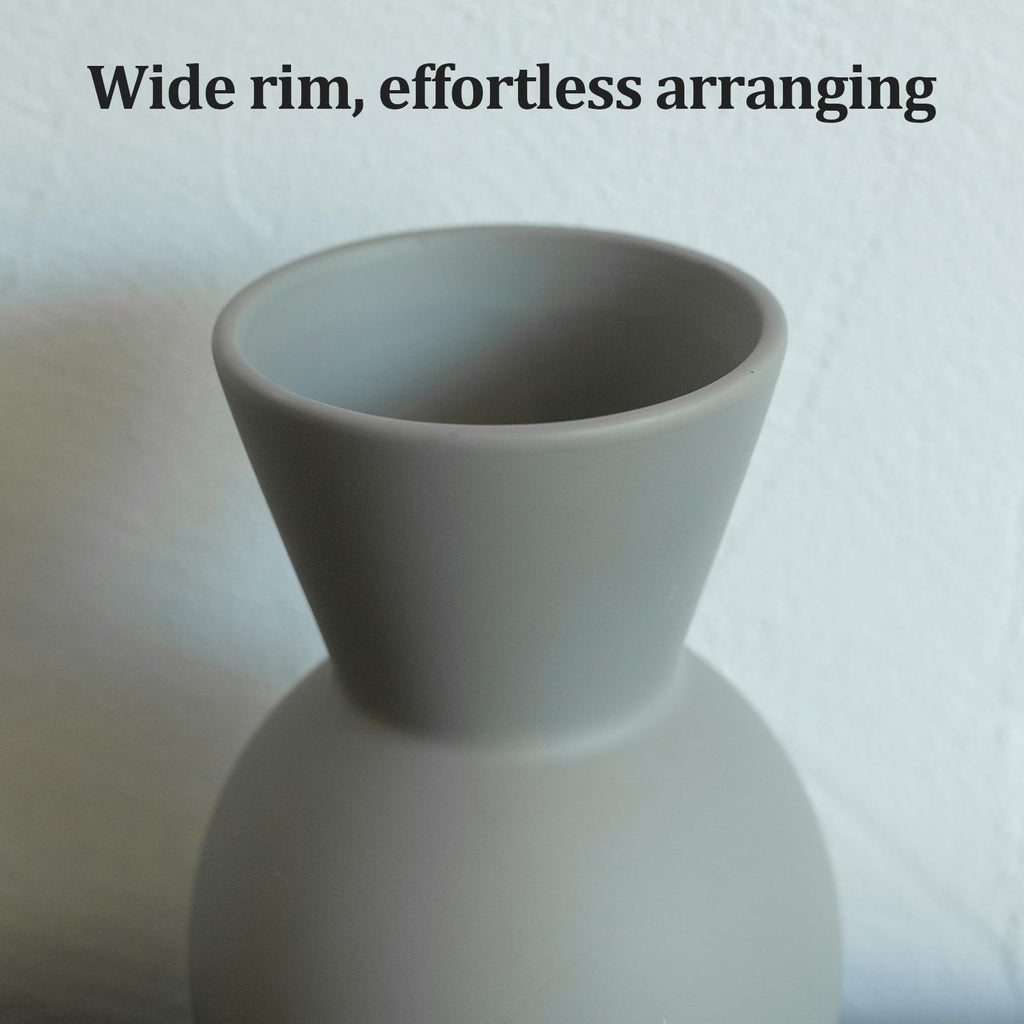 TBOHCRAFED Ceramic Flower Vase Set of 3, Fake Flowers in Vase for Centerpieces with 8 Artificial Autumn Chrysanthemums Artificial