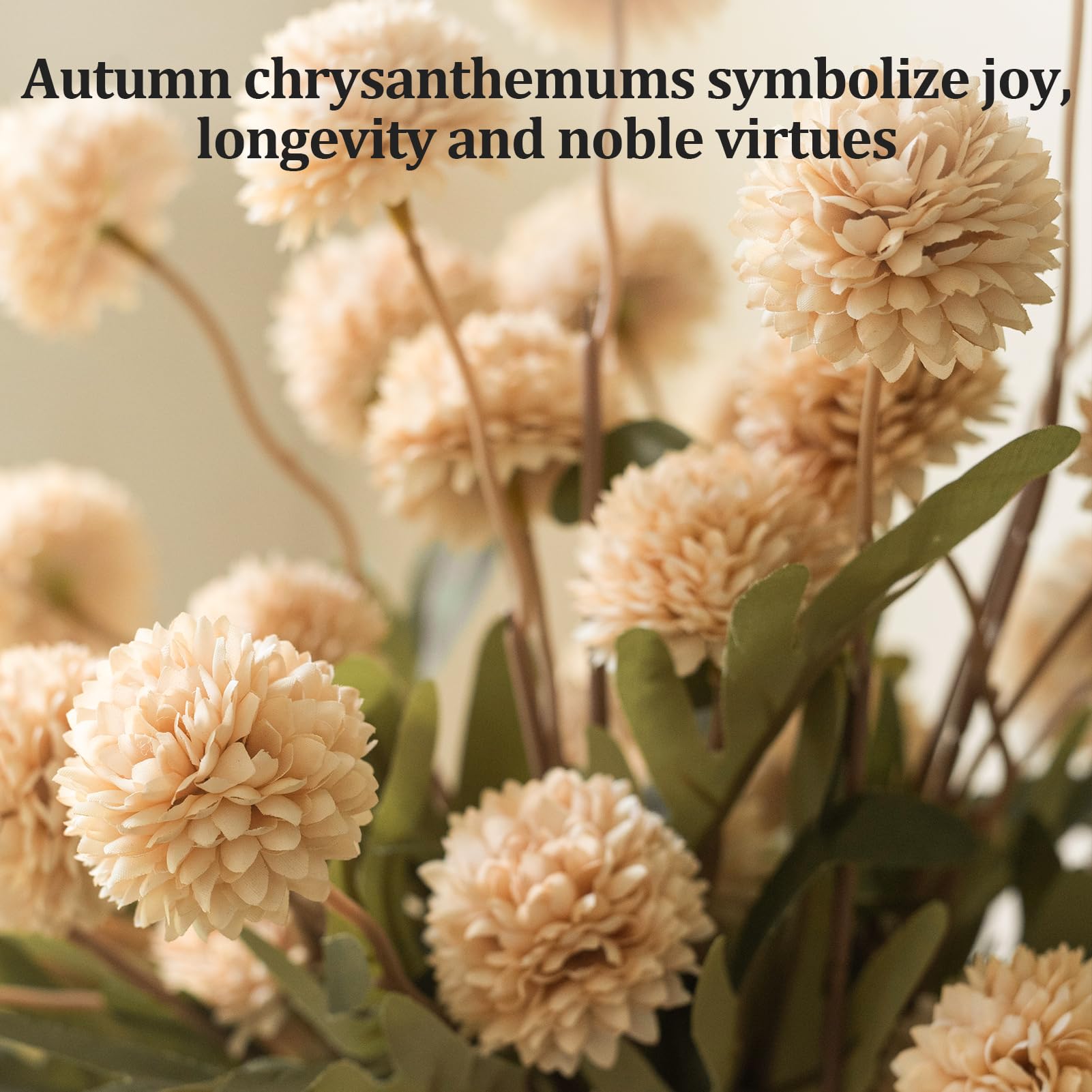 TBOHCRAFED Ceramic Flower Vase Set of 3, Fake Flowers in Vase for Centerpieces with 8 Artificial Autumn Chrysanthemums Artificial