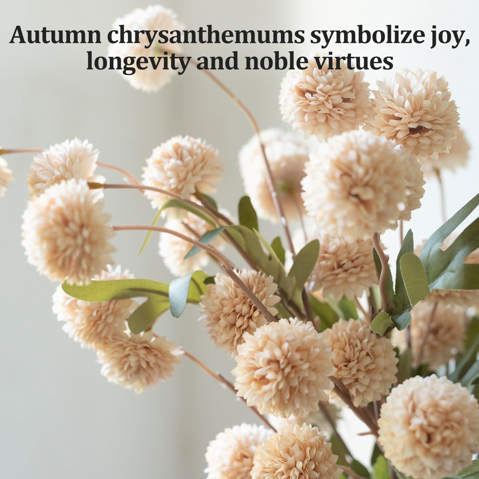 TBOHCRAFED Ceramic Flower Vase Set of 3, Fake Flowers in Vase for Centerpieces with 8 Artificial Autumn Chrysanthemums Artificial Decorative Swags